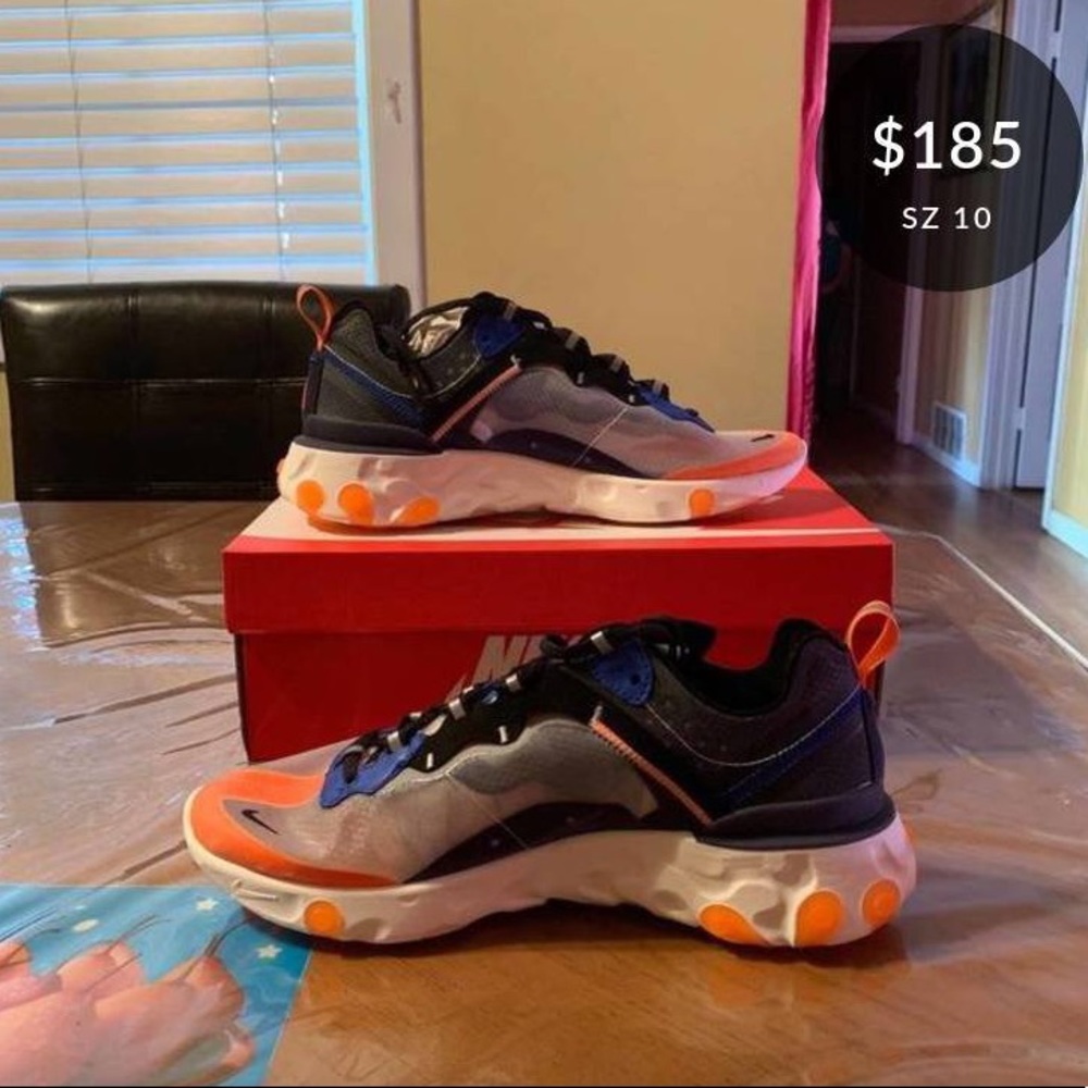Nike React Element 87 Thunder Blue/Total Orange - Picture 3 of 3